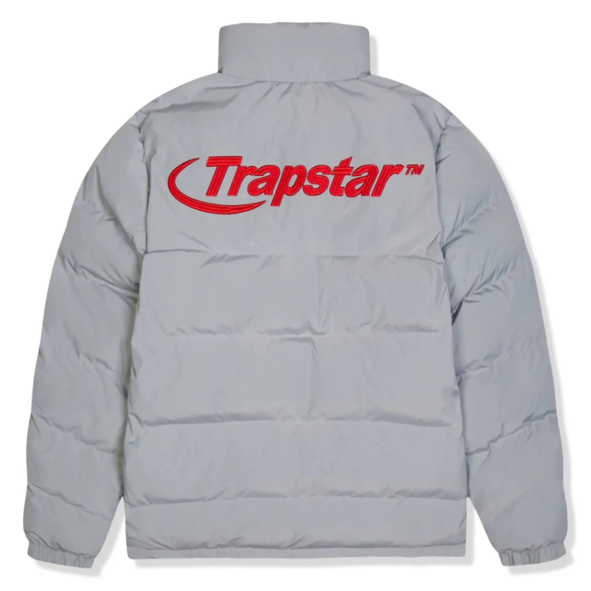 Back View of Trapstar Hyperdrive Light Grey Red Puffer Jacket TSTR-HYPLR